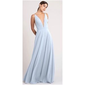 Jenny Yoo Hollis, whisper blue chiffon, size 8